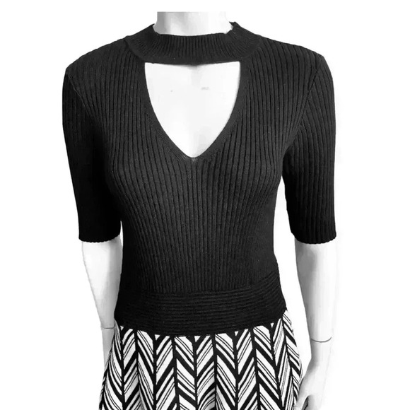 CANDIE'S vintage sweater choker dress Chevron stripe fit and flare women medium - Picture 3 of 13